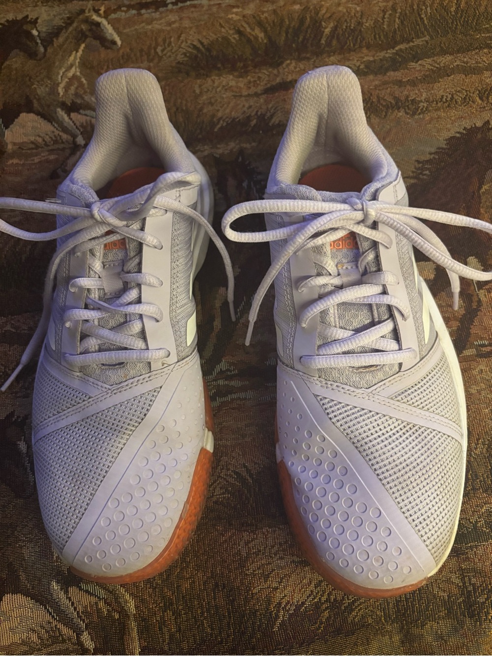 adidas White and Orange Women's Athletic Shoes